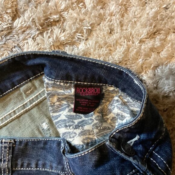 ROCK & ROLL Western Cowgirl Jeans Womens 36 Midrise Bootcut - Picture 3 of 8